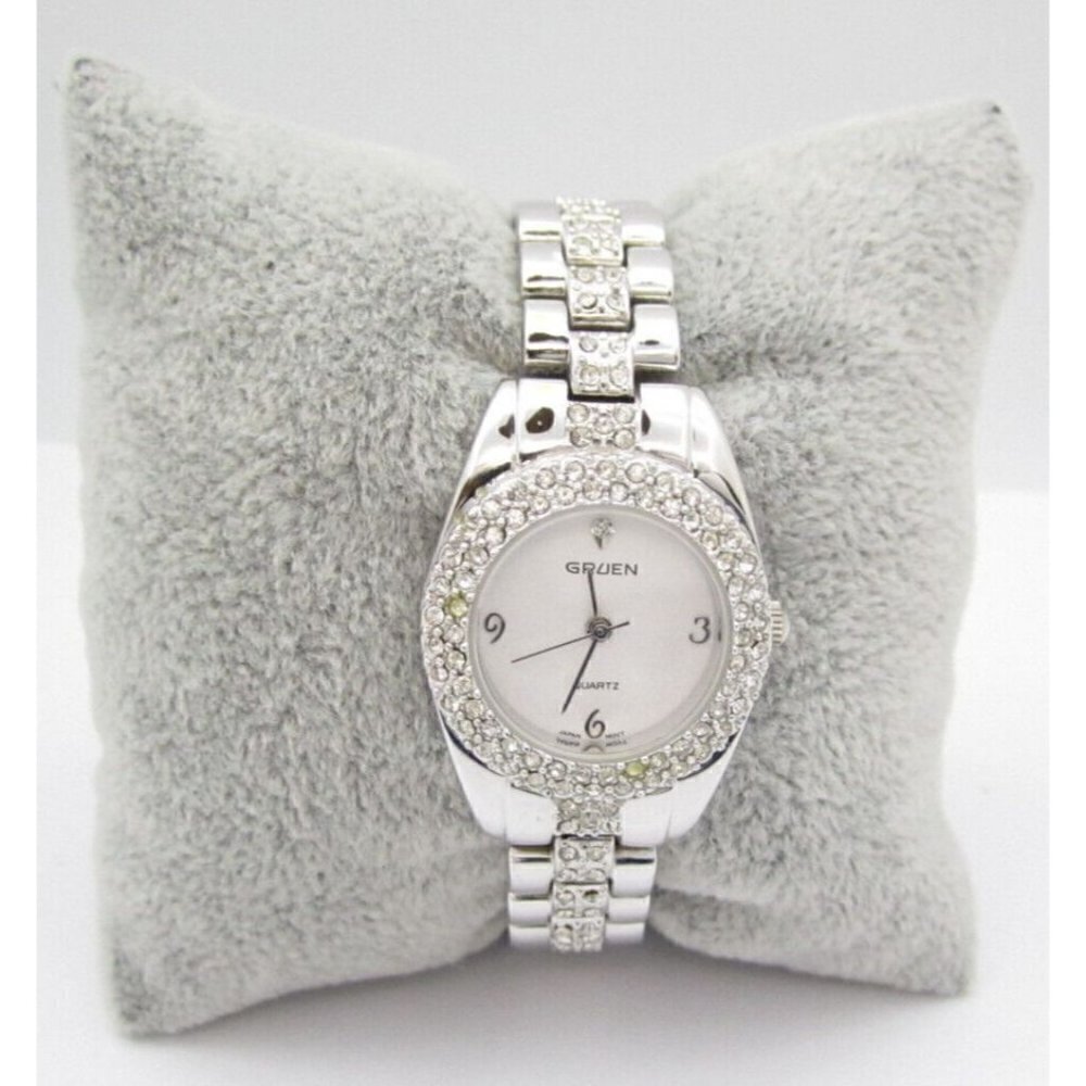 Women Gruen Crystals Quartz WR Analog 26mm Dial Causal Round Watch‎ (G520)